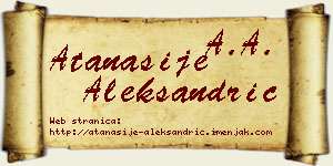 Atanasije Aleksandrić vizit kartica